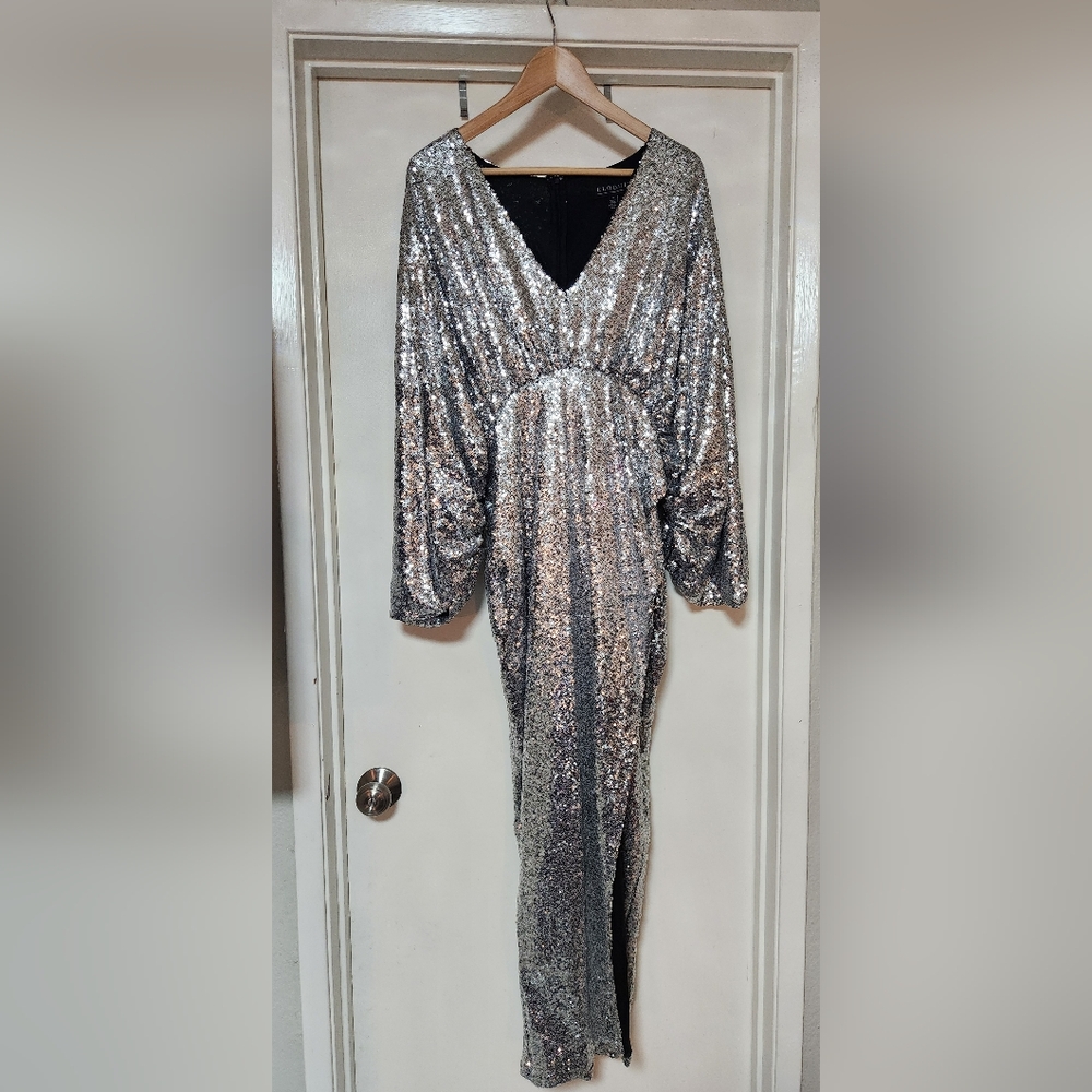 Eloquii dolman sleeve sequin gown size 16